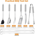 11Pcs Stainless Steel BBQ Grilling Accessories Set, Dad Gifts for Fathers Day Grilling Gifts,Portable Practical Grill Tools Utensils Kit with Storage Bag for Outdoor Grill Camping Backyard