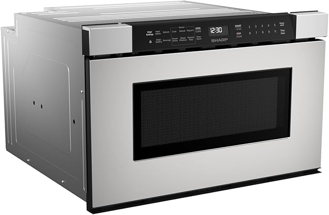 SHARP SMD2440JS Microwave Drawer Oven, 24-inch, 1.2 Cubic Feet, 950 Watt, Angled Touch Control Panel, Stainless Steel