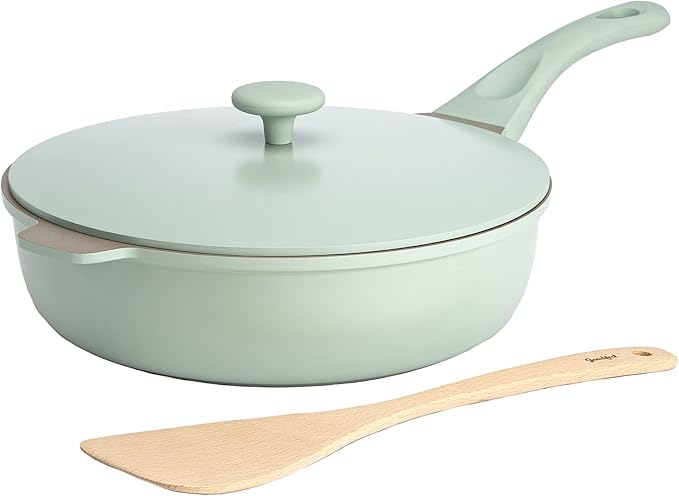 Goodful All-in-One Pan, Multilayer Nonstick, High-Performance Cast Construction, Multipurpose Design Replaces Multiple Pots and Pans, Dishwasher Safe Cookware, 11-Inch, 4.4-Quart Capacity, Sage Green