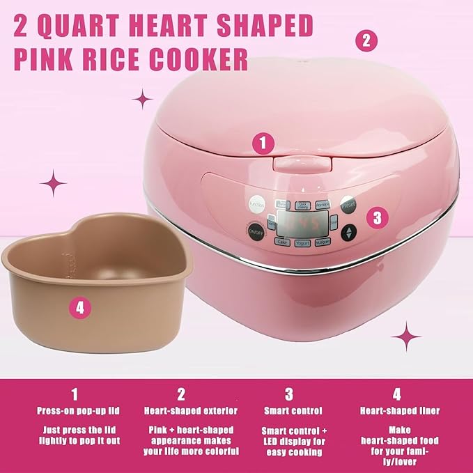 Pink Rice Cooker, Smart Rice Cooker 8 Cup With Delay Preset Timer And Auto Thermostat, Gifts Keep Warm For Brown Rice, Yogurt, Cake, Tomato Soup