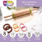 Talisman Designs Silicone Rolling Pin Bands | 8 Piece Set | Ensure Dough Thickness | Baking Accessories | Rolling Pin Thickness Rings