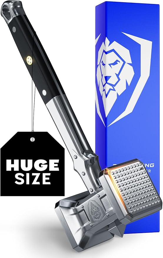 Dalstrong Meat Tenderizer Tool - NEW IMPROVED - Dual Sided, Extra-Large Meat Hammer - Premium High-Carbon Stainless Steel - Meat Mallet - Chef Pounder - Black G10 Handle