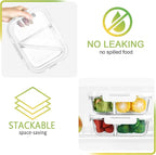 [5-Pack,36 Oz]Glass Meal Prep Containers 2 Compartments Portion Control with Upgraded Snap Locking Lids Glass Food Storage Containers, Microwave, Oven, Freezer and Dishwasher (4.5 Cups, White)