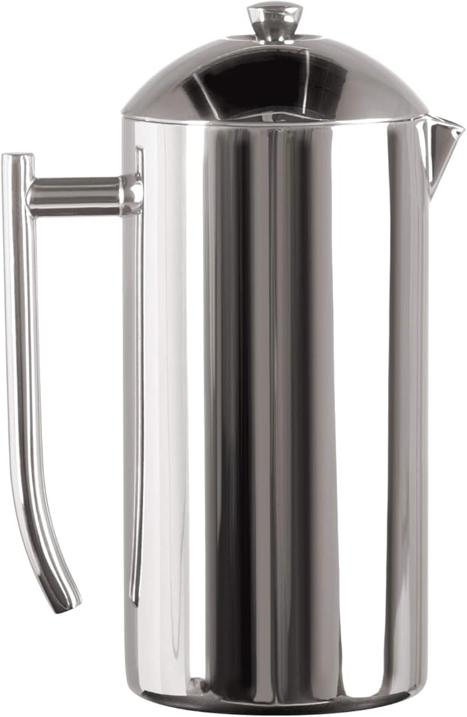 Frieling French Press Coffee Maker - 17 oz, Polished Stainless Steel - Double-Wall Insulated French Press & Cold Brew Pitcher for Camping & Travel - Manual Non-Plastic Coffee Maker