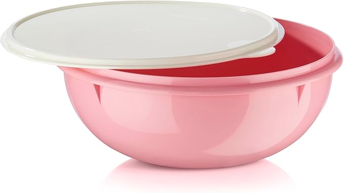 Tupperware Fix-N-Mix 1.7 Gallon Mixing Bowl with Lid, Pink Vintage Color, Dishwasher Safe and BPA Free (6.5 L)