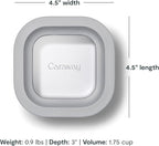 Caraway Mini Square Food Storage Container - 1.75 Cup Glass Storage Container for Food - Non-Toxic Ceramic-Coated Glass - Air Release Technology - Compact & Stackable Design - Gray
