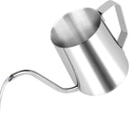 Stainless Steel Gooseneck Spout Kettle for Hand Drip Coffee One Serving Pour Over Kettle for Filter Coffee Long and Narrow Drip Cup for Outdoor Camping (Silver / 350ML / 1Pack)
