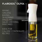 FLAIROSOL OLIVIA SIGNATURE Advanced Kitchen Oil Sprayer Technology, Fine Mist & Portion Control, Refillable Glass Olive Oil Cooking Spray Bottle for Air Fryer, Salad, BBQ, 130ml (Gold Print)