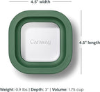 Caraway Mini Square Food Storage Container - 1.75 Cup Glass Storage Container for Food - Non-Toxic Ceramic-Coated Glass - Air Release Technology - Compact & Stackable Design - Sage