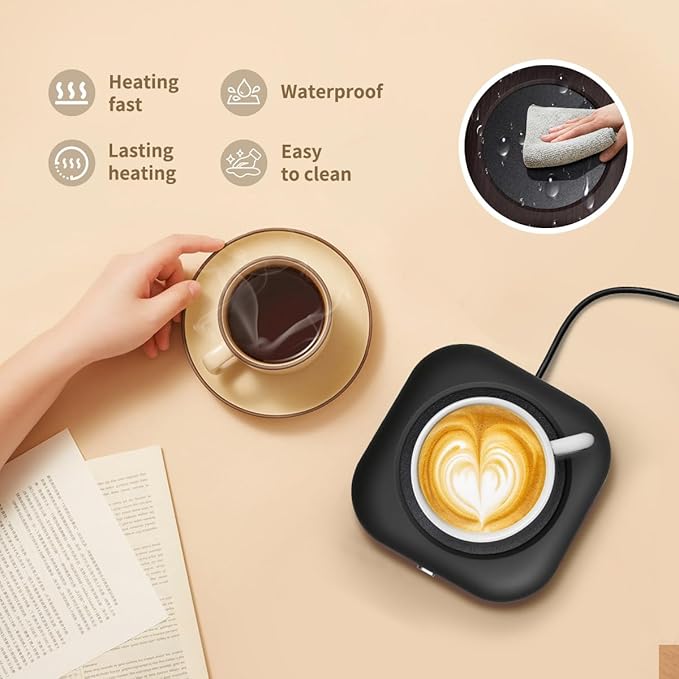 Electric Coffee Cup Warmer for Office Desk, 24W Mug Warmer Plate with Auto Switch Off, 3 Heat Settings Tea Warmer, Beverage Warmer Coffee Accessories