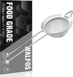 Walfos Mini Fine Mesh Tea Strainer, Stainless Steel Small Sifter with Sturdy Handle, 2.7 Inch Kitchen Metal Sieve for Tea, Coffee, Cocktail, Juice, Sugar and Spices