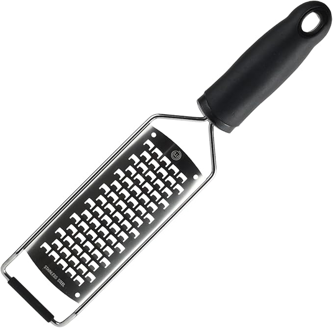 MasterChef Cheese Grater Handheld, Kitchen Food Shredder Tool for Grating Parmesan, Garlic, Ginger etc, Small Flat Zester Grater, Stainless Steel with Non Slip Rubber Foot and Easy Grip Handle