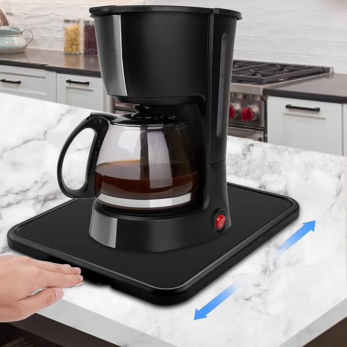 Kitchen Appliance Sliding Tray,Coffee Maker Rolling Tray Sliding Tray for Kitchenaid Mixer Under Cabinet Appliance Organizer Toaster Blender Air Fryer Storage Moving Slider (Steel, 11.7" Wx 13.8"D)
