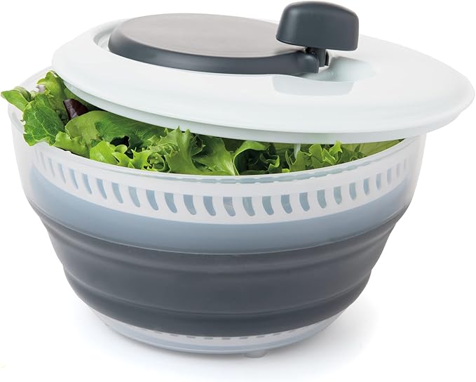 Prepworks by Progressive 3 Quart Space Saving Folding Collapsible Drainer, & Colander for Salad Preparation and Food Washing (Grey)