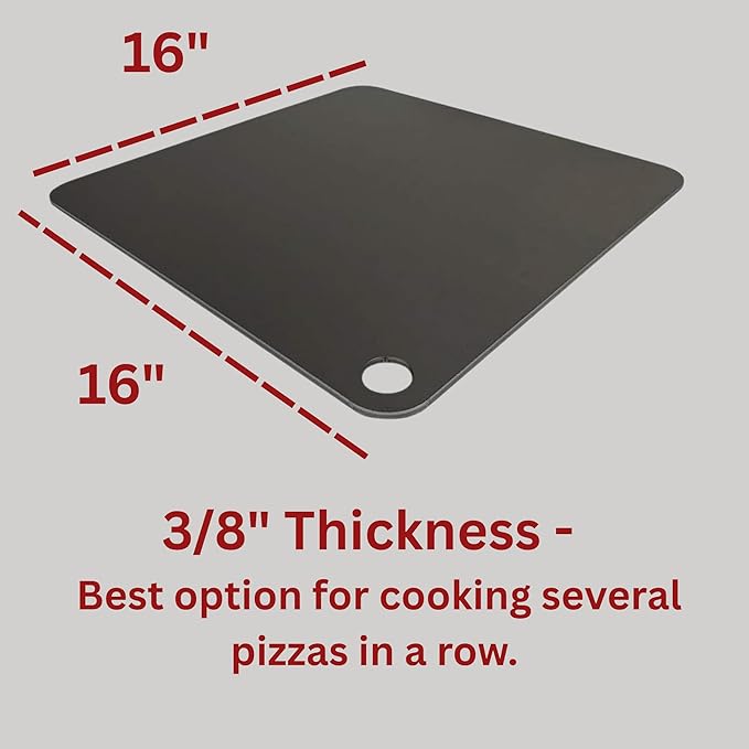 ThermiChef 16" by 16" Pizza Steel (3/8" Deluxe Thickness) - Multipurpose Cooking Steel for Ovens & Grills - Made in the USA