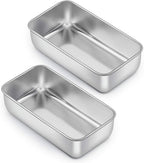 E-far Loaf Pan for Baking Bread, 9 x 5 Inch Stainless Steel Baking Loaf Pans, Metal Bakeware for Bread Meatloaf Cake Brownies, Healthy & Non Toxic, Easy Release & Dishwasher Safe - Set of 2