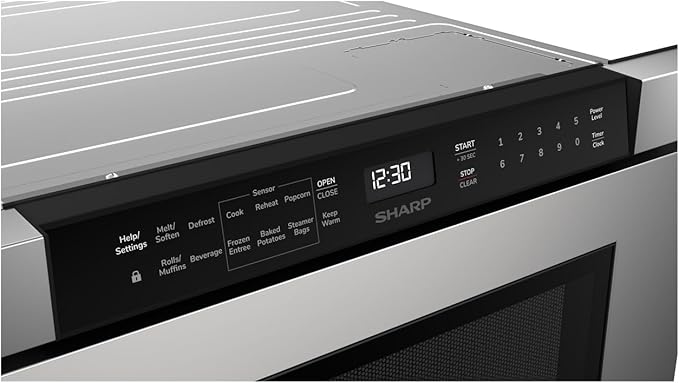 SHARP SMD2440JS Microwave Drawer Oven, 24-inch, 1.2 Cubic Feet, 950 Watt, Angled Touch Control Panel, Stainless Steel