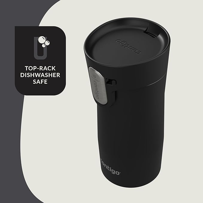 Contigo AUTOSEAL West Loop Vacuum-Insulated Stainless Steel Travel Mug with Easy-Clean Lid, 12oz, Matte Black