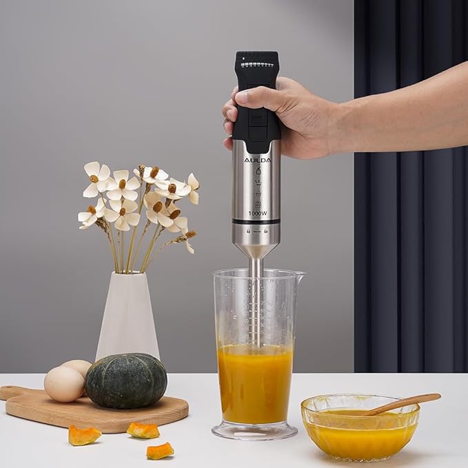1000W Electric Immersion Blender, 20-Speed Hand Blender with Ergonomic Handle, Handheld Mixer for Smoothies, Baby Food, Soup & More