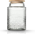 Large Glass Storage Jar, 60 FL OZ Glass Food Storage Containers with Bamboo Lid, Kitchen Containers Cereal Canisters Decorative Jar for Candy Snack Cookies Coffee Tea Nuts Airtight Jars
