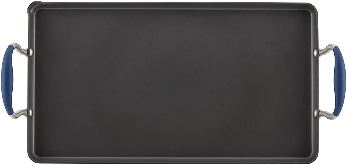 Anolon Advanced Hard Anodized Nonstick Double Burner Griddle with Multi-Purpose Rack, 10-Inch by 18-Inch, Indigo
