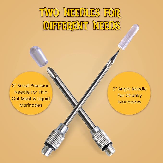 Turkey Baster, Stainless Steel Baster for Cooking with Marinade Injectors Syringe, Basting Brush, Thick Cleaning Brush & Thin Cleaning Brush