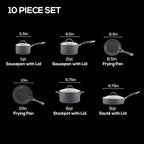 Circulon 83903 Radiance Hard Anodized Nonstick Cookware Pots and Pans Set, 10 Piece, Gray