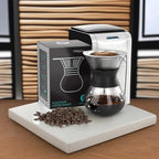 Coffee Gator Pour Over Coffee Maker Portable - 10.5oz High Heat Borosilicate Glass w/Reusable Stainless Steel Filter, Drip Coffee Brewer Pourover Dripper Set Carafe, 300ml Black