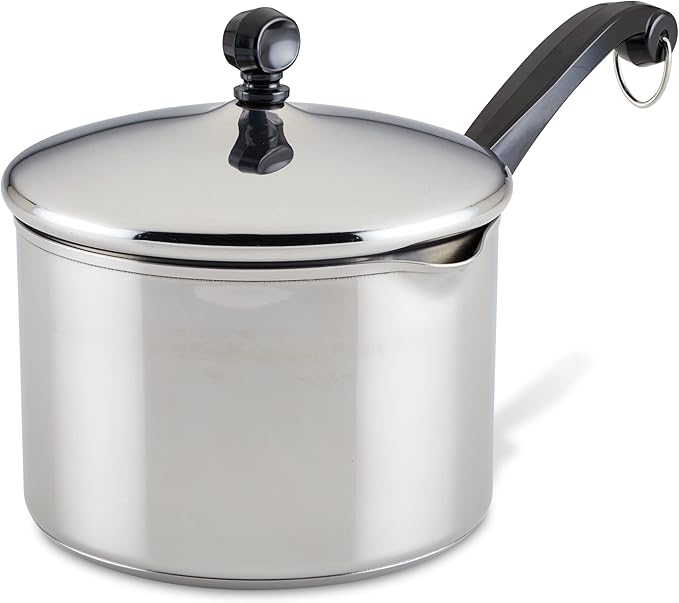 Farberware Classic Stainless Steel 3-Quart Covered Straining Saucepan - - Silver