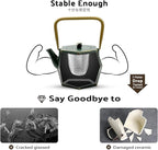 Toptier Cast Iron Teapot, Stovetop Safe Japanese Cast Iron Tea Kettle, Diamond Design Tea Pot with Removable Infuser for Loose Tea, 54 Ounce (1600 ml), Dark Green