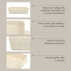 Martha Stewart Broadbrook Ceramic Bakeware, 13x9 Inch Rectangular Baking Dish with Handles, Cream Glazed Stoneware for Casseroles, Lasagna, Roasts & Desserts, Oven & Dishwasher Safe