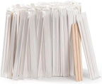 MFJUNS 500pcs Individually Wrapped Wooden Coffee Stirrers - 5.5" Coffee Stir Sticks, Round End Disposable Stir Sticks, For Coffee, Cocktail and Hot Drinks