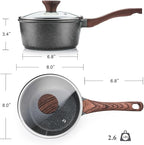 SENSARTE Nonstick Saucepan with Lid, 2.5 Quarts Medium Pot with Swiss Granite Coating, Stay-cool Handle, Sauce Pan Small Kitchen Cooking Pot, Induction Comptable, Free of Intentionally Added PFOA
