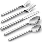 Alata Cube 40-Piece Forged Stainless Steel Flatware Set Cutlery Set, Silverware Set Service for 8, Mirror Finish, Dishwasher Safe