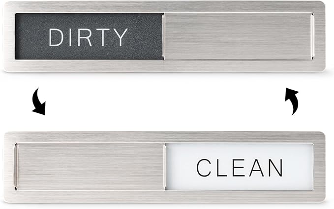 KitchenTour Dishwasher Magnet Clean Dirty Sign, Premium Stainless Steel Clean Dirty Magnet for Dishwasher Funny, Strong Magnet Non-Scratch Dishwasher Sign Kitchen Decor and Accessories