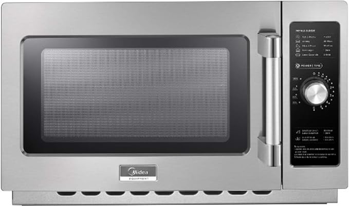 Midea Equipment 1034N0A Countertop Commercial Microwave Oven with Dial, 1000W, Stainless Steel, 1.2 CuFt