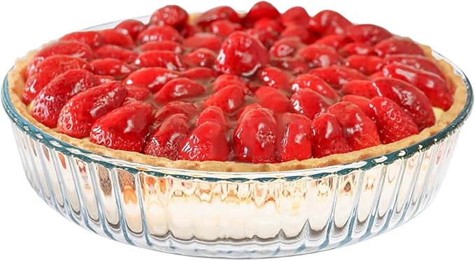 10 Inch Glass Deep Pie Dish for Baking Glass Baking Dish Clear and Durable Oven Baking Pie Pan Quiche Baking Dish Deep