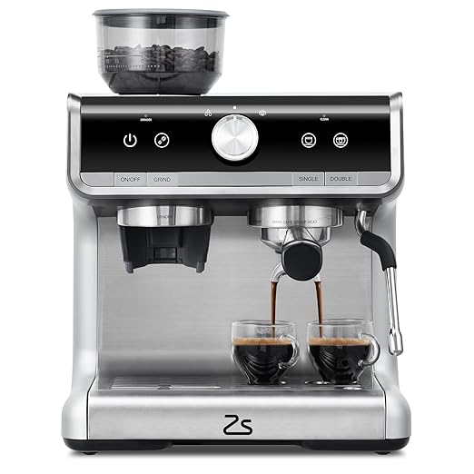 Garvee Espresso Machine With Grinder, Barista Express Espresso Machine, 20 Bar Expresso Coffee Machines with Milk Frother Steam Wand, Cappuccino & Latte Machine for Home, Silver