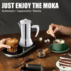 6 Cup Thickened 304 Stainless Steel Moka Pot Stovetop Espresso Maker Cafeteras Italian Percolator Espress Makers Capable Greca Mocha Coffee Machine for Induction Home and Camping 300ml 10oz