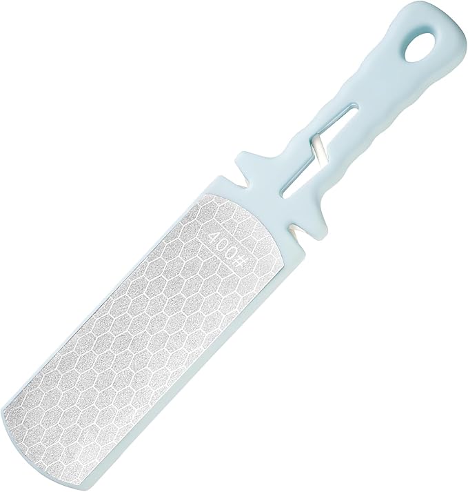 Diamond Sharpening Stone,400/1000 Grit Handheld Double-Sided Diamond Sharpener 5 in 1 Honeycomb Surface Knife Sharpener Plate Whetstone with Ceramic & Tungsten Steel Scissor Slot,Blue
