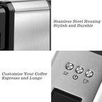 CUSIMAX Espresso Machine Single Serve Coffee Machine Compatible with Nespresso Pods, Adjustable Brewing Size, 19Bar Coffee Maker, Stainless Steel Espresso Maker with 20oz Remevable Water Tank