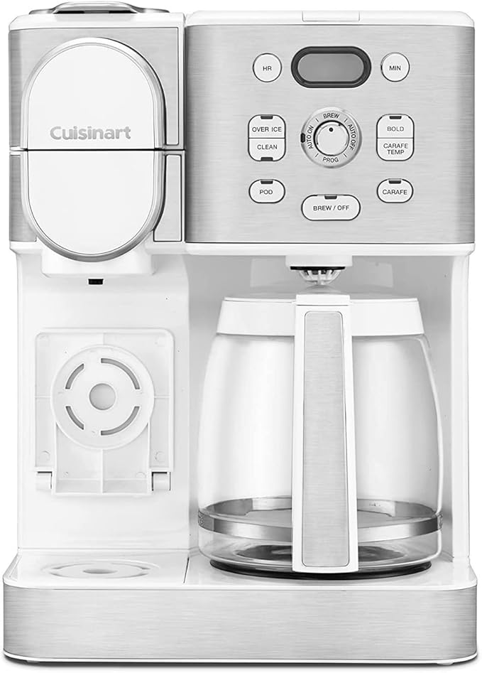 Cuisinart 12-Cup Coffee Maker, Single-Serve Brewer Glass Carafe, Automatic Hot & Iced Coffee Machine, Brew Strength Control and Brew Pause, SS-16W, White