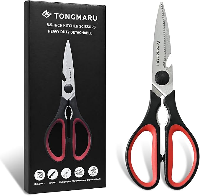 Kitchen Cooking Shears Heavy Duty Kitchen Scissor with, Detachable, All Purpose Scissors, Dishwasher Safe Scissors, Serrated Blades, Nutcracker and Bottle Opener function included (1 Pack)