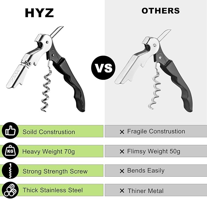HYZ Wine Opener Bulk 20-Pack for Bartender, Professional Waiter Corkscrew Wine Key for Servers & Restaurant, Double Hinged Wine Bottle Opener with Foil Cutter, Commercial Bulk Set, (Multicolor)