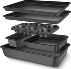 Baking Pans Set, Nonstick Bakeware Sets, Oven Pans for Cooking, AIVIKI 6 Pieces Baking Sheets Set Including Cookie Sheet, Deep Roaster Pan, Square Pan, Loaf Pan, Muffin Pan, Carbon Steel Baking Set