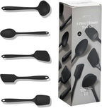 GIR: Get It Right 5-Piece Silicone Ultimate Kitchen Utensils Set - Ladle, Spatula, Flip, Spoon & Spoonula - Non-Toxic Cooking Utensils for Nonstick Cookware, Cooking and Baking - Black