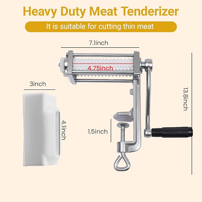 Heavy Duty Manual Meat Tenderizer Cuber Tool Steak Flatten Cuber Rolling Meat Poultry Tenderizer Machine Clamp on Meat Tenderizer Kitchen Tool