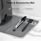 Silicone Heat Resistant Mats for Countertop,24x16 Inch Air Fryer Mat with Kitchen Accessories Holder Pad for Microwave/Oven,Compatible with Ninja/Cosori/Chefman/Toshiba,Kitchen Countertop Protector