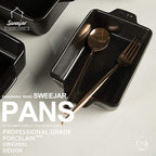 Sweejar Ceramic Bakeware Set, Rectangular Baking Dish for Oven Lasagna Pans for Cooking, Kitchen, Cake Dinner, Banquet and Daily Use, 11.8 x 7.8 x 2.76 Inches of Casserole Dishes (Black)