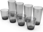 KOXIN-KARLU Hammered 15-ounce and 26-ounce Plastic Tumbler Acrylic Glasses, set of 8 Smoky Grey